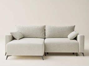 Кремав шенилов сгъваем/с място за съхранение ъглов диван (ляв ъгъл) Leon – Maison de Rêve