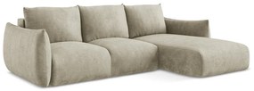 Бежов шенилов сгъваем ъглов диван (десен ъгъл) Leila – Makamii