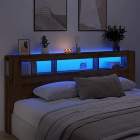 857695 vidaXL LED табла за глава Artisan Инженерна дървесина