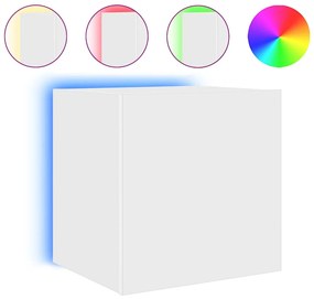 837246 vidaXL Стенен ТВ шкаф с LED осветление, бял, 40,5x35x40 см