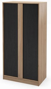 Черно-естествен гардероб от декор от дъб 90x180x53 cm Dennis – Marckeric