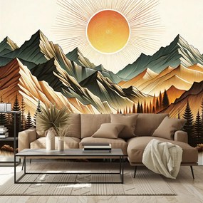 Тапет – Планински пейзаж с изгряващо слънце