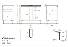 Бял шкаф под умивалника от дъб 60x56 cm Torrance - Germania
