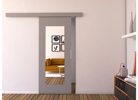 Плъзгаща  врата LIVELLO I с огледало + безшумна система, 96x205, сив