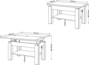 БРАВО Крафт Златен дъб - РАЗТЕГАТЕЛНА ХОЛНА МАСА С ПОВДИГАЩ МЕХАНИЗЪМ И С РАФТ