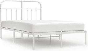 352624 vidaXL Метална рамка за легло с горна табла, бяла, 120x190 см