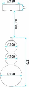 LED висящ полилей LHJ113-3CP четкано злато