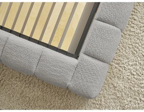 Светлосиво двойно легло 180x200 cm тапицирано с място за съхранение с включена подматрачна рамка Mont Blanc – Bobochic Paris