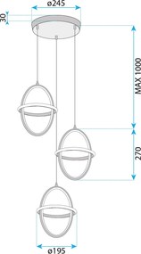 Висяща LED лампа G064-3CPR Gold