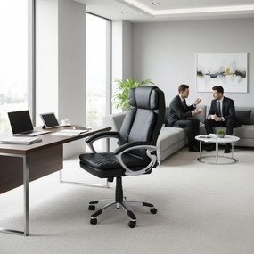 Ергономичен кожен офис стол с двойна подложка