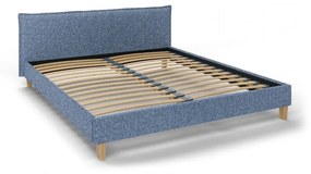 Синьо тапицирано двойно легло с решетка 160x200 cm Tina - Ropez