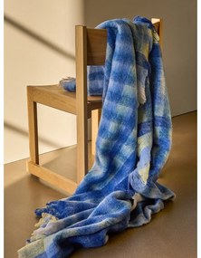 Синьо одеяло със смес от вълна 140x200 cm Loom – Hübsch