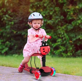 Детски триколесен скутер за балансиране с LED колела - божа кравичка