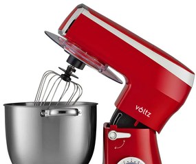 Разопакован: Планетарен миксер Voltz V51115A, 2100W, 7.5 литра, 6 скорости + Pulse, 3 бъркалки, Червен