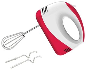 Ръчен миксер SAPIR SP 1110 AB, 150W, 5 скорости, 4 бъркалки, Бял/червен