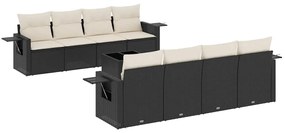 3252283 vidaXL Градински комплект диван с възглавници 9 части черен полиратан