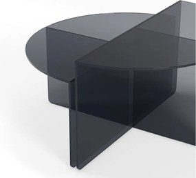 Сиви стъклени кръгли масички за кафе в комплект 2 бр. ø 80 cm Velta – MOME