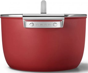 Тенджера SMEG CKFC2611RDM, 7.7 л, Ø26 см, Тефлоново покритие, До 250°C, Индукция, Червен