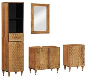 3206323 vidaXL Комплект мебели за баня, 4 части, масивна мангова дървесина