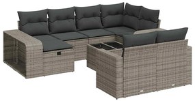 3326074 vidaXL Градински комплект диван с възглавници 11 части сив полиратан