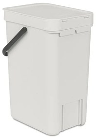 Кош за разделно събиране на боклук Brabantia Sort&Go 1005511, 12 л, Дръжка, Възможност за стенен монтаж, Светлосив