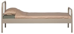 Бежово метално единично легло с включена подматрачна рамка 90x200 cm Mata – WOOOD