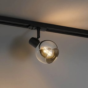 Модерен черен прожектор за 1-фазна релсова система - Iconic Lava