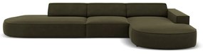 Ъглов диван от зелено кадифе (десен ъгъл) Jodie - Micadoni Home