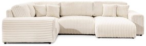 Кремав ъглов диван от рипсено кадифе (ляв ъгъл/U форма) Justin – Ropez