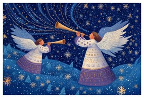 Картина на платно – Коледни ангели в зимната нощ