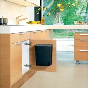 Кош за боклук за вграждане Brabantia Built-In 647043, 10 л, Широк отвор, Лесно почистване, Черен