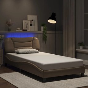 3213917 vidaXL Рамка за легло с LED без матрак Hvar, капучино, 100x200 см