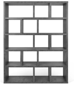 Сив шкаф за книги от бетон 150x198 cm Berlin - TemaHome