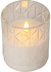 Бяла LED восъчна свещ в стъкло, височина 10 см Flamme Romb - Star Trading