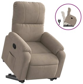 3204929 vidaXL Изправящ реклайнер стол, таупе, микрофибърен текстил