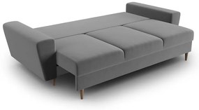 Светлосив кадифен разтегателен диван с място за съхранение 235 cm Kyoto – Cosmopolitan Design