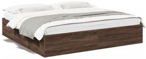 3280992 vidaXL Рамка за легло, кафяв дъб, 200x200 см, инженерно дърво