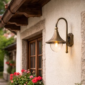 Класическа външна стенна лампа антично злато IP44 - Daphne