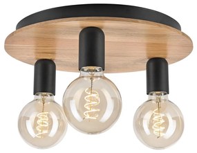 Плафон DUSTY 3xE27/15W/230V Ø 34 см дъб/черен