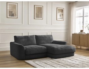 Черен шенилов ъглов диван (десен ъгъл) Leonore – Bobochic Paris