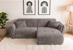 Кафяво-сив шенилов ъглов диван (десен ъгъл) Nelia – Ropez