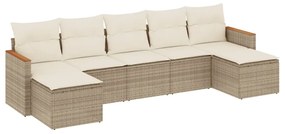 3258635 vidaXL Градински диван с възглавници, 7 части, бежов полиратан