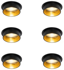 Комплект от 6 модерни вградени спота черни със златист интериор - Insta