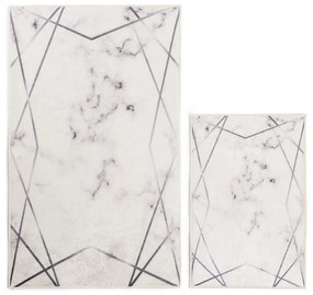 Бели/сиви килими за баня в комплект 2 бр. 60x100 cm Geometric – Mila Home