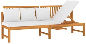 312144 vidaXL Дневно легло с кремави възглавници, 200x60x75 см, акация масив