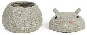 Светлосива текстилна детска кошница за играчки ø 15x15 cm Mini Henry the Hippo – Lorena Canals
