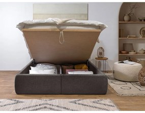 Тъмносиво двойно тапицирано легло с място за съхранение с включена подматрачна рамка 180x200 cm Garance – Bobochic Paris