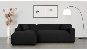 Черен ъглов диван от рипсено кадифе (ляв ъгъл) Martin – Ropez