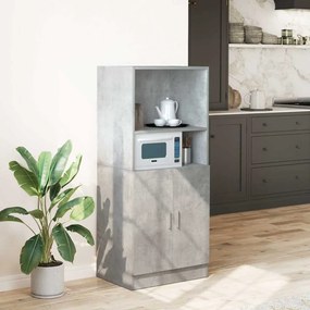 860124 vidaXL Кухненски шкаф, бетонно сив, 57x41,5x131,5 см, инженерно дърво