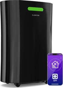 Klarstein Влагоуловител AeroDry Smart 12, 12 л/ден, 25-30 м², сензор за влажност, управление с приложение, 135 м³/ч
